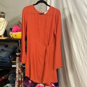 NSR Vibrant Orange Long Sleeve Dress